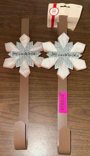 (2)- HOLIDAY WOODEN AND METAL WREATH HANGERS