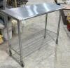 STAINLESS TABLE WITH WIRE UNDERSHELF ON CASTERS