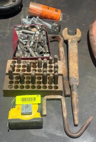 ASSORTED TOOLS AND HARDWARE AS SHOWN