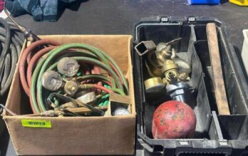 ASSORTED ACETYLENE WELDING HOSES, TORCHES AND GUAGES
