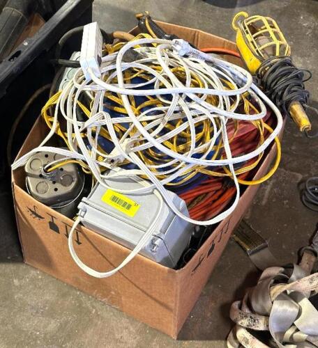 ASSORTED EXTENSION CORDS AND SHOP LIGHT CORDS