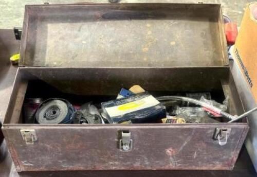 TOOL BOX WITH ASSORTED TOOLS AND HARDWARE