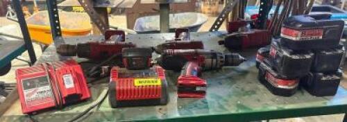 ASSORTED DRILLS WITH CHARGERS AND BATTERIES