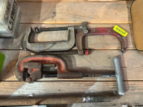 (2) C-CLAMPS AND PIPE CUTTER