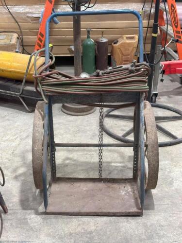 ACETYLENE TANK CART WITH TORCH AND HOSES