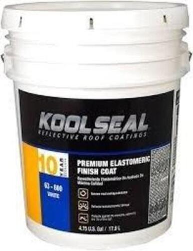 DESCRIPTION: (1) PREMIUM ELASTOMERIC FINISH COAT BRAND/MODEL: KOOL SEAL #63-600 INFORMATION: WHITE SIZE: 5 GALLON RETAIL$: $158.99 EA QTY: 1
