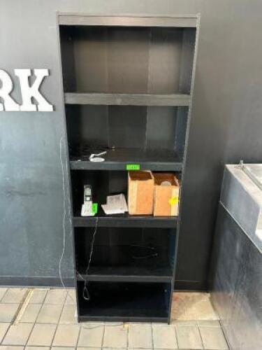 (2) 24" X 12" PRESSED WOOD AND LAMINATE BOOK SHELVES.