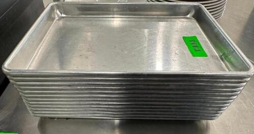 (11) 1/4 SIZE STAINLESS SHEET PANS.