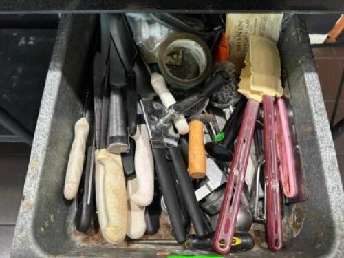 (1) LOT OF ASSORTED UTENSILS AND SMALL WARES.