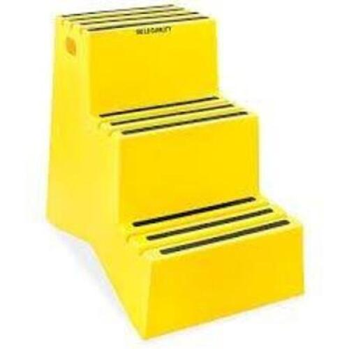 DESCRIPTION: (1) STEP STOOL STAIRS BRAND/MODEL: ULINE INFORMATION: YELLOW, HEAVY DUTY PLASTIC, 3 STEP RETAIL$: $225.00 EA QTY: 1