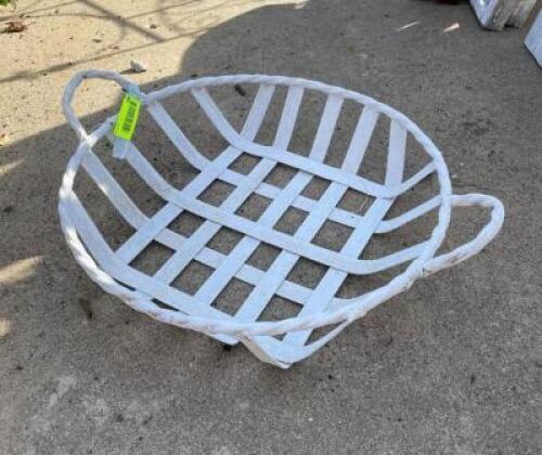 (2) BRAIDED WHITE METAL BASKETS - 23" X 19"