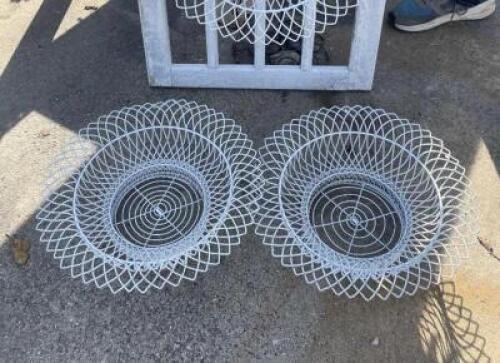 (3) WHITE METAL BRAIDED BASKETS - 16" X 5"