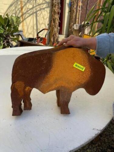 (2) METAL BUFFALO DECORATIONS - 20.5" X 15"