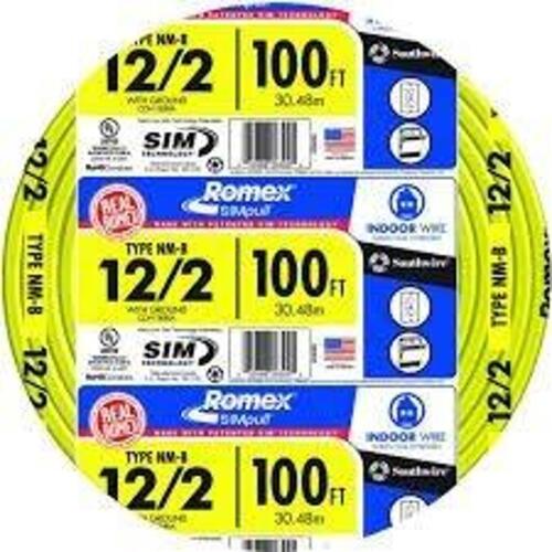 DESCRIPTION: (1) INDOOR WIRE BRAND/MODEL: ROMEX SIZE: 12/2 TYPE NM-B 100 FT RETAIL$: $80.00 EA QTY: 1