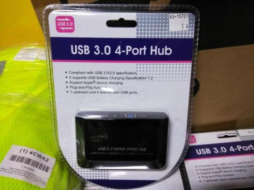 DESCRIPTION: (3) USB 3.0 4 PORT HUB SIZE: 1 UP 4 DOWN RETAIL$: $30.00 EA QTY: 3
