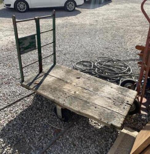 OLD 3 WHEEL INDUSTRIAL CART - 52" X 27" X 44"