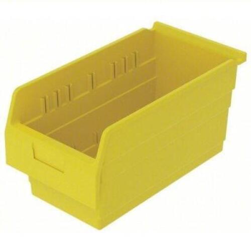 DESCRIPTION: (8) STORAGE SHELF BIN BRAND/MODEL: AKRO-MILS #40J891 INFORMATION: YELLOW SIZE: 8 incH x 15 5/8 in x 8 3/8 inW, RETAIL$: $13.14 EA QTY: 8
