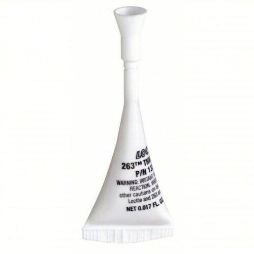 DESCRIPTION: (1) PACK OF (50) PRIMERLESS HIGH STRENGTH THREADLOCKER BRAND/MODEL: LOCTITE #12Z254 SIZE: 263, Red, Oil Tolerant, 0.02 fl oz, Capsule RET