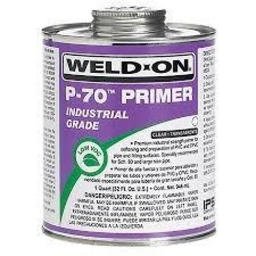 DESCRIPTION: (4) INDUSTRIAL GRADE PURPLE PVC PRIMER BRAND/MODEL: WELD ON P-70 SIZE: 1 QT RETAIL$: $20.00 EA QTY: 4