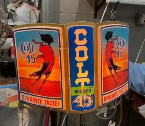 VINTAGE COLT 45 LIGHT-UP SIGN - 19" X 11"