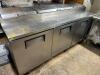 TRUE 93" THREE DOOR PIZZA PREP TABLE.