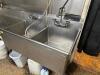 165" RIGHT SIDE STAINLESS SOIL TABLE W/ TWO WELL POT SINK, DISPOSAL AND SPRAYER, AND (2) WALL SHELVES. - 2