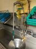 165" RIGHT SIDE STAINLESS SOIL TABLE W/ TWO WELL POT SINK, DISPOSAL AND SPRAYER, AND (2) WALL SHELVES. - 3