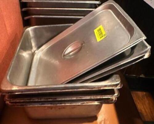 (3) HALF SIZE STAINLESS INSERTS W/ LIDS