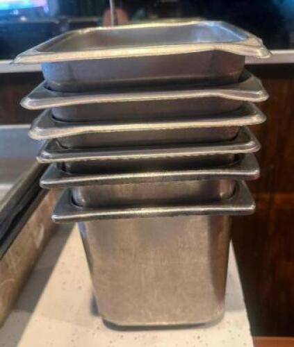 (6) 1/6TH SIZE STAINLESS INSERTS