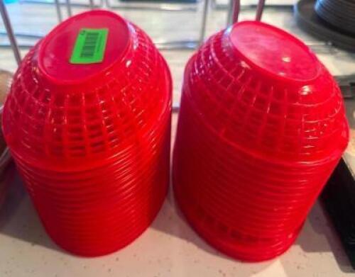 (30) RED PLASTICS FOOD BASKETS