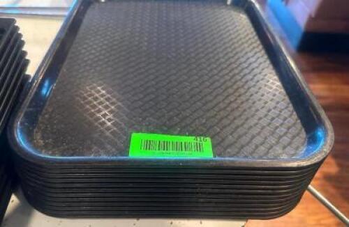 (12) BLACK PLASTIC FAST FOOD TRAYS