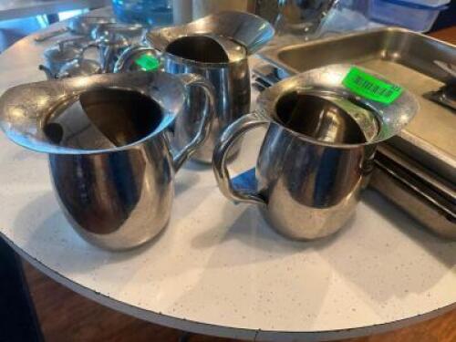 (3) STAINLESS WATER PITCHERS