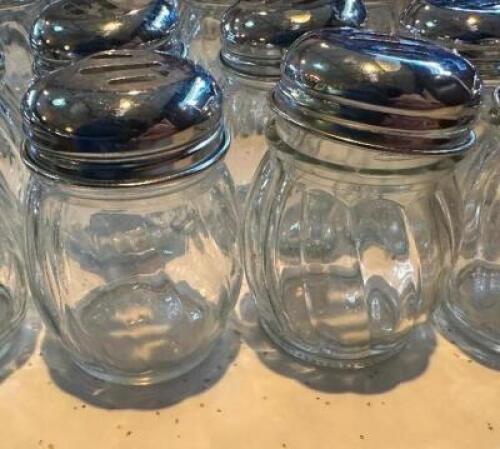 (16) GLASS CHEESE SHAKERS