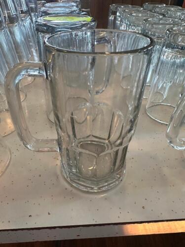 (6) SMALLER GLASS BEER MUGS.