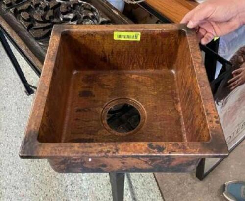 100% COPPER SINK BOWL - 14" X 14" X 7"