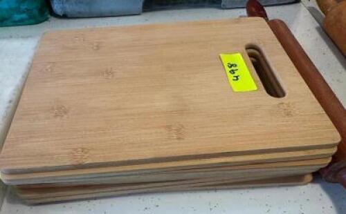 (6) 12" X 15" WOODEN CHEESE BOARDS.
