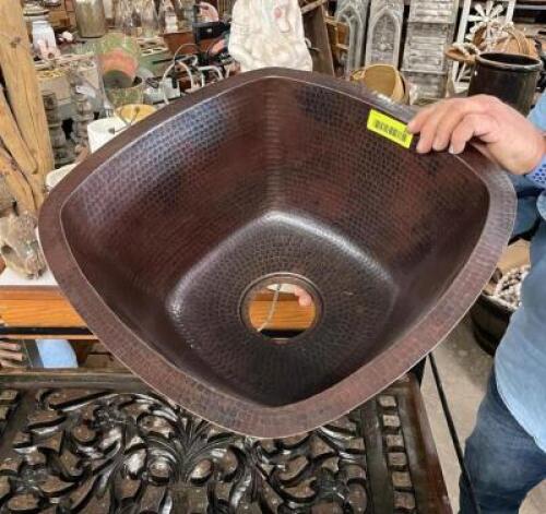 100% COPPER SINK BOWL - 18" X 18" X 7"
