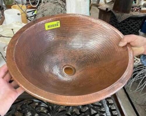 100% COPPER SINK BOWL - 18" X 15.5" X 7"
