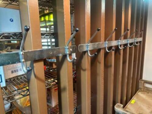 SIX GROUP WALL MOUNTED COAT HOOK RACK W/ BAR.