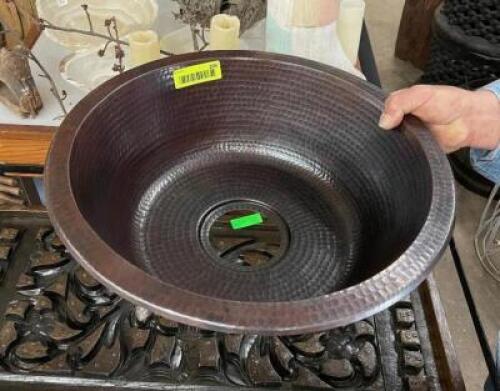 100% COPPER SINK BOWL - 17" DIAMETER / 6" DEEP