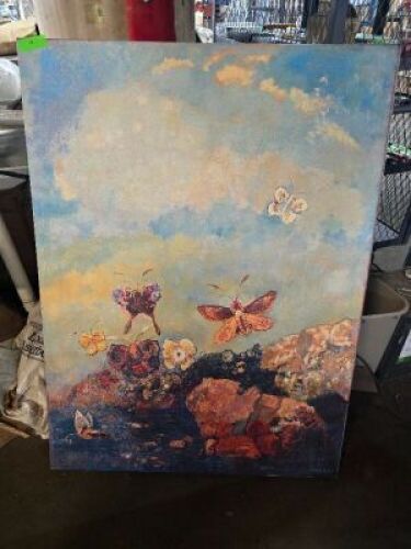 DESCRIPTION: (1) HANGING WALL ART PAINTING INFORMATION: BUTTERFLIES IN SKIES QTY: 1