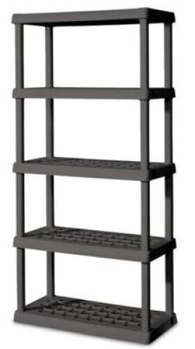 DESCRIPTION: (1) PLASTIC SHELVING UNIT INFORMATION: BLACK, PLASTIC, 5 SHELVES QTY: 1