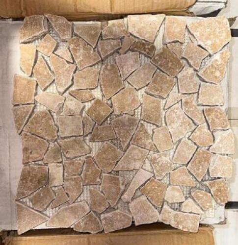 (474)- SQUARE FOOT OF TRAVERTINE PREMIUM WALNUT MESHED TILE