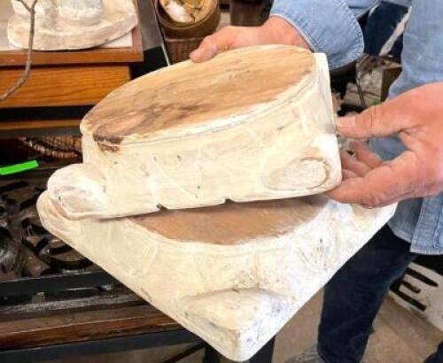 (2) WOODEN CAPITAL PIECES - 12" X 12" X 2"