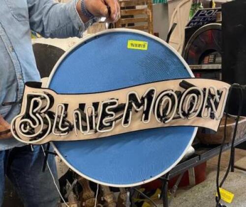 BLUE MOON NEON SIGN (DOES NOT LIGHT UP) - 25" X 27"