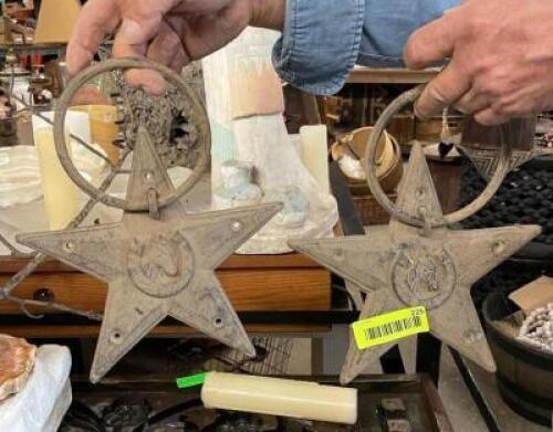 (2) METAL STAR HORSE DECORATIONS - 9" X 9"