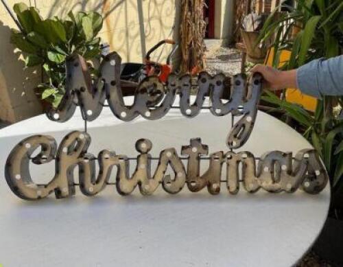 42" X 19" METAL MERRY CHRISTMAS SIGN