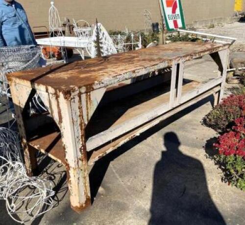 96" X 27" X 35" OLD METAL IRON TABLE