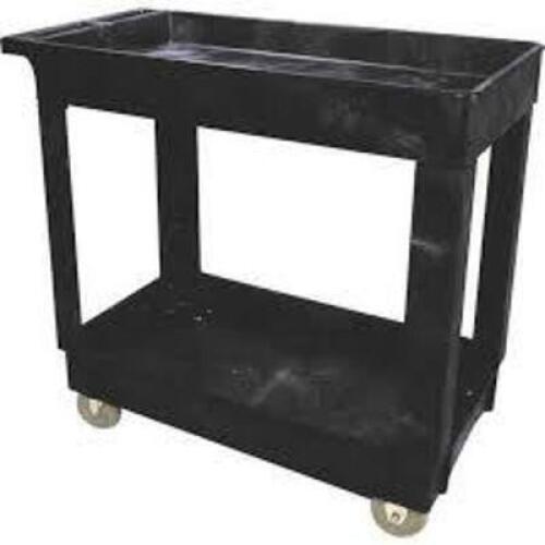 DESCRIPTION: (1) ROLLING UTILITY CARTBRAND/MODEL: RUBBERMAID #9T67-00INFORMATION: BLACK, PLASTICSIZE:&nbsp;40"D x 24"W x 31.25"HRETAIL$: $325.33 EAQTY: 1