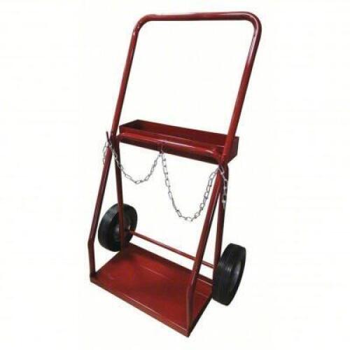 DESCRIPTION: (1) WELDING CYLINDER HAND TRUCK BRAND/MODEL: DAYTON #4ZJ05 INFORMATION: RED, STEEL, 500 LB CAPACITY, 2 CYLINDER CAPACITY RETAIL$: $146.22